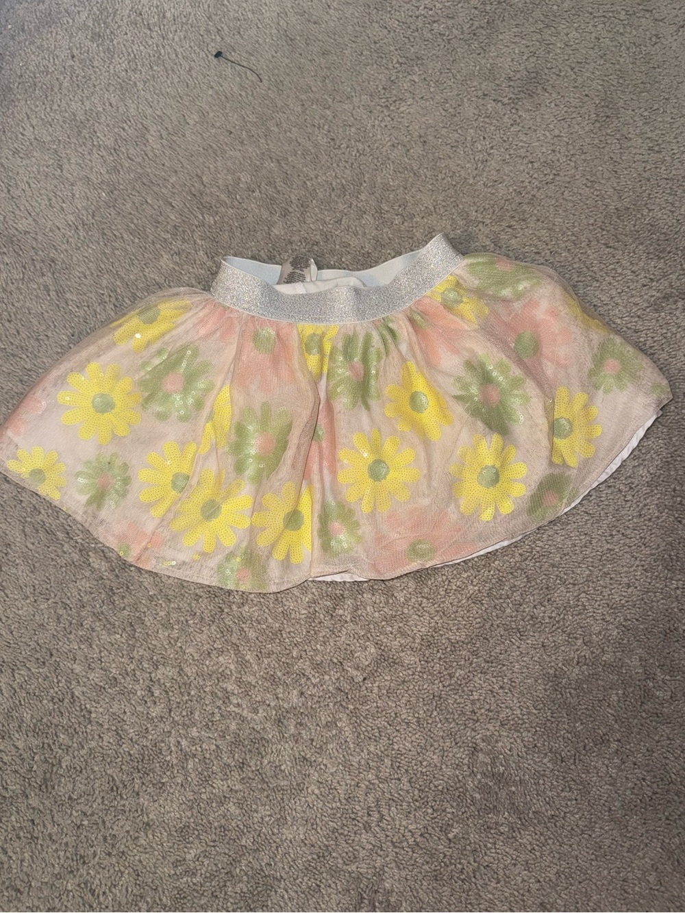 Disney Pastel Pink Tulle Skirt with Yellow Daisy Print